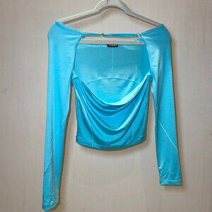 Elegant Light Blue Draped Jacquemus Top